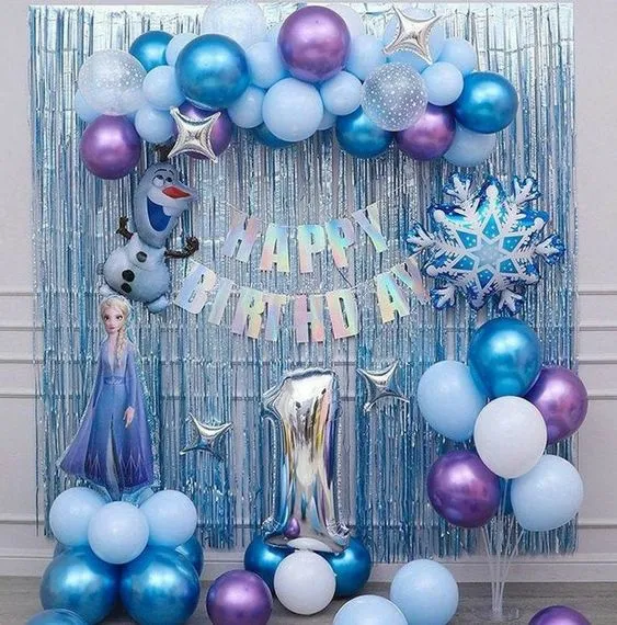 decoracion de frozen sencilla con globos