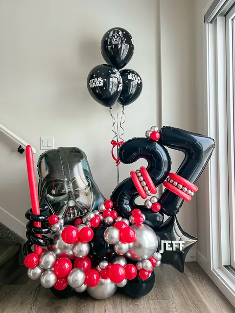 bouquet de globos con numeros star wars